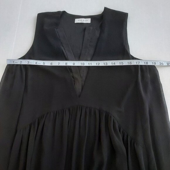 Sandro Paris Sleeveless V-Neck Mini Black Cocktail Dress - Picture 2 of 14